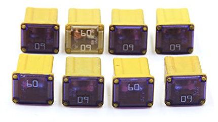 Ruilogod 8 stücke Gelb Kunststoffauto Push-In-Typ Weibliche PAL-Kassette Mini-Sicherung DC 32V 60A