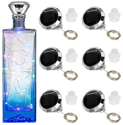 Diealles Shine Flaschenlichter, 6 Stück LED Flaschenlichterkette Korken, 2M 20LED Solar Lichterkette Aussen Klein, Flaschenbeleuchtung für Flaschen DIY Deko