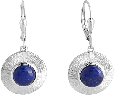 Zeeme Gemstones Damen Ohrringe 925/- Sterling Silber 3,3cm Glänzend Lapislazuli weiß 2,8ct. 360230506