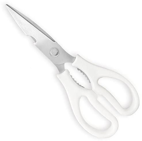 Kitchen Shears, Multi-function Heavy Duty Dishwasher Safe Poultry Shears, Stainless Steel Sharp Utility scissors for Food, Meat, Herbs White