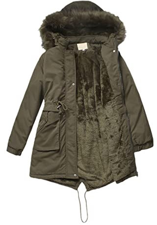 GN Schwarz mit Fellmütze, dicke und warme Damen-Winter-Bomberjacke, gepolstert, Übergröße, Jacke, 69805 4, 48