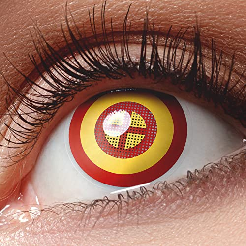 Meralens Lenti a Contatto Colorate Cosplay Arancione Rosso Power 'Chainsaw Man' Lenses - con porta lenti a contatto - ideali per Manga Anime Halloween – Durata 1 Anno - 1 Coppia senza correzione