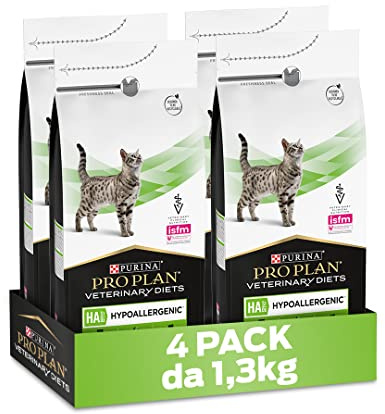 Purina Pro Plan Veterinary Diets Hypoallergenic HA crocchette gatti, 4 confezioni da 1,3kg