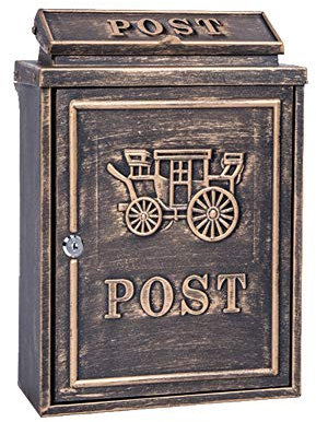 NISMIA Briefkästen Wandmontage Postfach Retro Vintage Europäische Aluminium-Postfach Im Freien Braune Wandmontage-Mail-Box Sichere Briefkasten-Postfächer (Color : C)