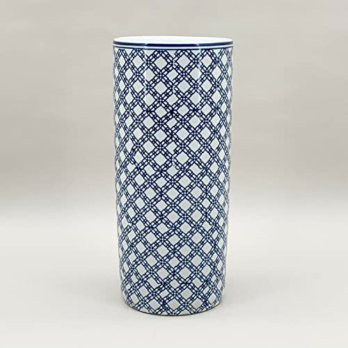 Home Shopping Selections Umbrella Stand Ceramic 18 Round Tall Retro Blue Classic Contemporary Brolly Holder