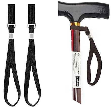 Aidi Walking Stick Wrist Strap, Black Loop for Accessories, Clip Holder (Black), M