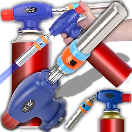 Retoo Bruciatore da Cucina a Gas, 1300 °C, Fiamma per Cucina, Casa, Pasticceria, Campeggio - Acciaio Inox, Blu