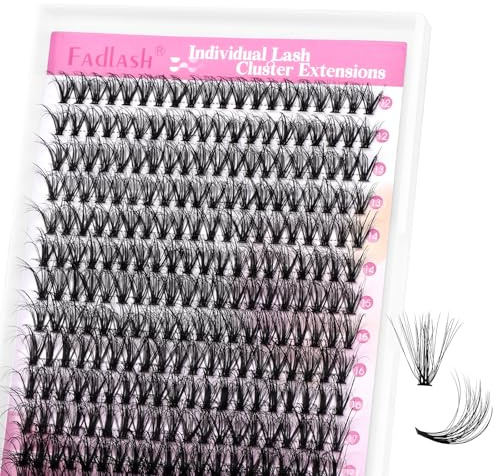 FADLASH Wimpern Einzeln Segmente Breit 30D Volume Mix 12-18mm 3D Effect 0.07D Curl Individuelle Wimpernverlängerung Cluster Lashes Natürlich Extensions für Anfänger DIY Wimpernbüschel