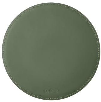 Eglooh - Atlante - Mauspad Rund aus Leder Grün cm 23x23 - Mousepad für Schreibtisch und Büro, handwerkliche Nähte und Rutschfester Boden - Made in Italy