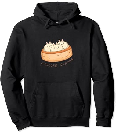 Kawaii Bunny Buns in Traditional Bamboo Steamer,Japanese Pun Pullover Hoodie