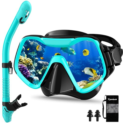 Schnorchelset Erwachsene - Schnorcheln Set mit Taucherbrille und Premium Dry Schnorchel für Herren und Damen, Anti-Fog & Anti-Leck Tauchmaske aus Gehärtetem Glas für Tauchen, Schwimmen und Schnorcheln