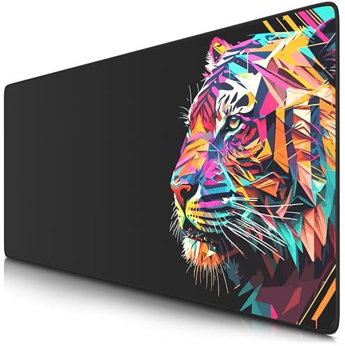 CSL-Computer TITANWOLF - XXL Speed Gaming Mauspad 900 x 400mm - XXL Mousepad - Tischunterlage Large Size - verbessert Präzision und Geschwindigkeit - Colour Tiger