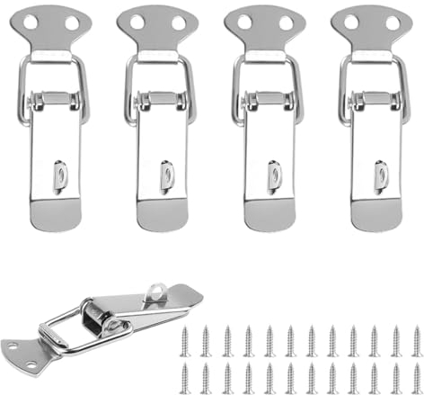 Ruayia 4 Stück Spannverschluss Edelstahl, Spannverschluss 91mm mit 24 Schrauben, Kistenverschluss, Hebelverschluss, Kappenschloss, Spannverschluss Klein für Kisten, Schubladen, Schränke