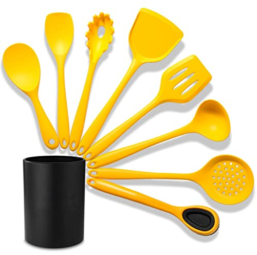 ISCBAFYX Silikon-Küchengeräte-Set, Kochutensilien, Utensilien-Set, hitzebeständig, Spatel, Schaufel, Suppenlöffel mit Aufbewahrungsbox