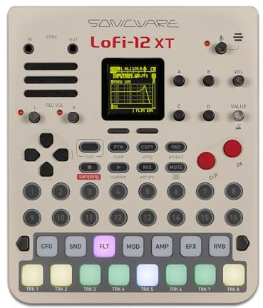 Sonicware Lofi-12 XT [Limitierte Retro Farbe] Retro-Sampling mit 12bit Sampler-Modus, 8-Spur Step-Sequenzer, 26 Effekte, 15 anschlagdynamische Pads mit RGB-LEDs