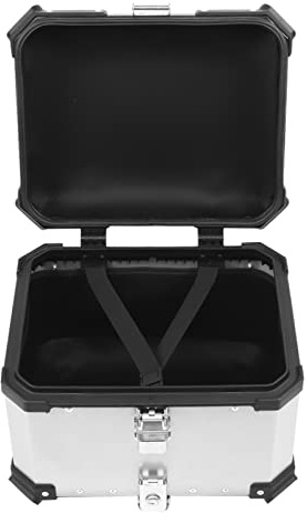 Ausla Top Case Motorrad Touring, 45L Motorrad Aluminium Top Case Tail Box Gepäck, Top Box Koffer Motorrad Scooter Quad Motorcycle Adventure Top Case Kofferraum Gepäckträger (Silver)