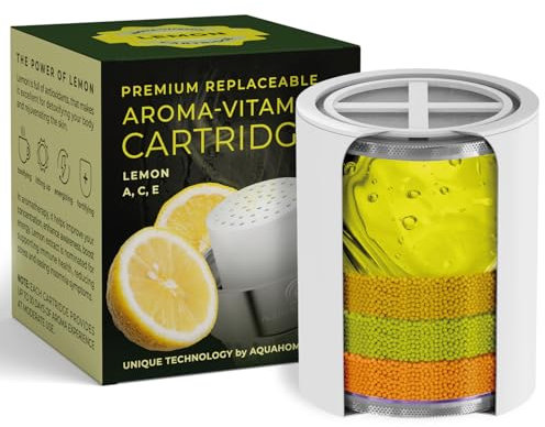 AquaHomeGroup Vitamin C + E + A Shower Filter Replacement Cartridge with Aroma Granules (Lemon) - Removes Chlorine, Supports Skin & Hair Health - Compatible with Similar 15 20 Stage Filters