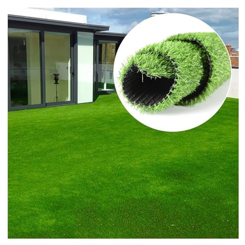 Kunstrasen Rasenteppich Outdoor Kunstgras Sportkunstrasen Länge 100cm - 1000cm Gartenkunstrasen Hochdichter Schneidbarer Kunstrasenteppich Wetterfest Rollrasen Grasmatte(Höhe: 20mm,100x300cm)