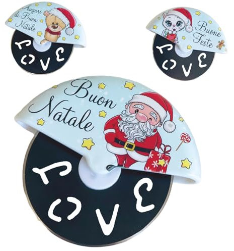 Regalami.shop set di tre tagliapizza con tre diverse decorazioni natalizie ideale per piccoli regali, gadget od omaggi promozionali