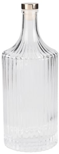 Glass Decanter Bottle with Stopper 1L Whiskey Decanter Wine Carafe Large Thick Glass for Red Wine Bourbon Brandy Liquor Water Beverage, Clear