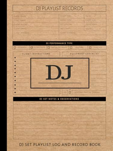 DJ Set Playlist Log Book: Track & Perfect Every Mix. Ideal for DJs, Event Hosts, and Music Enthusiasts