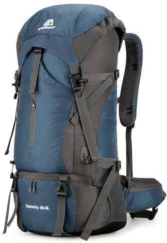 NTUOCAW 70L Hiking Backpack with Rain Cover Large Trekking Backpack for Men Women Waterproof Camping Rucksack Lightweight Backpacking for Outdoor Sports Travel Hiking Cycling Climbing Mountaineering