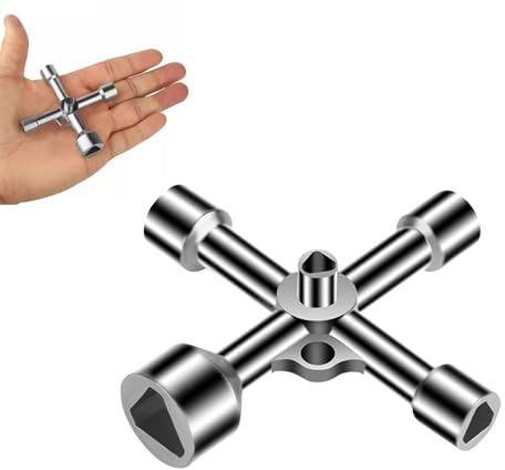 Aiweijia Llave de válvula triangular 5en1,Llave triangular universal,7mm/10mm/12mm/13mm/18mm Válvula de compuerta para tubería de agua para caja eléctrica gas agua electricidad contador caja armario