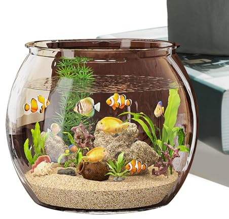Acquario rotondo | Acquario cilindrico trasparente per pesci Beta - Contenitore da tavolo per pesci ornamentali, tartarughe e animali acquatici, decorazione per l'ufficio domestico