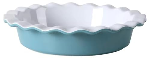 TAMUME Tortiera in ceramica con bordo ondulato per pasticceria perfetta, blu