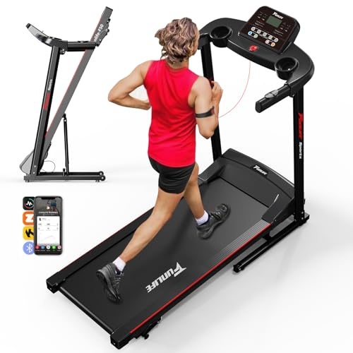 FunLife F50/F60 Laufband klappbar mit 2,5 PS Motor und 3-Stufen-Steigung | Leises Laufband mit Bluetooth und App, großer Lauffläche, Luftdämpfung, Herzfrequenzmessung, für Zuhause