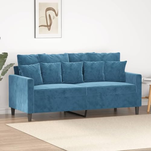Qnhdfrt Zweisitzer Sofa Blau 140 cm Samt Modernes Design Bequem für Wohnzimmer und Balkon
