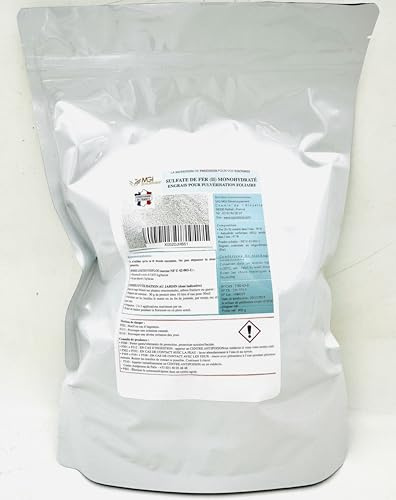 900 G Sulfate de Fer (II) Monohydraté – Engrais Foliaire Poudre Soluble – 30% Fer – 47% SO₃ – Anti Chlorose – Norme NF U 42-003-1 – Jardin, Plantes, Gazon – conditionné en France