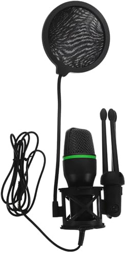 Healeved Micrófono de Condensador USB para Juegos y Computadora Kit Reducción de Ruido Color Negro Incluye Soporte de Escritorio y Filtro Anti-Ruido Adecuado para Streaming y