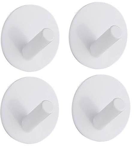 LYLIN Haken Selbstklebende, Selbstklebende Handtuchhaken Handtuchhalter ohne bohren, Wasserfest Edelstahl Wandhaken Bademantelhaken Klebehaken für Bad Toilette Küche (4, Neigung Weiß)