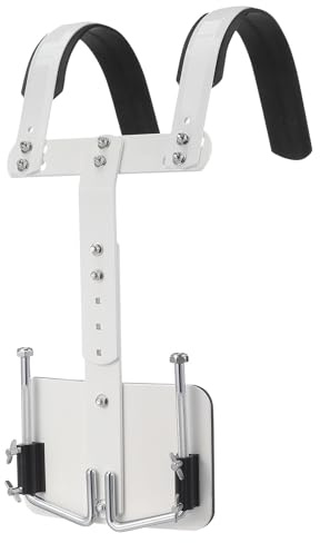 Mikikit Verstellbarer Aluminium Snare Drum Rückrahmen mit Weißem Schultergurt für Marschtrommel Begleitpercussion und Einfache Demontage