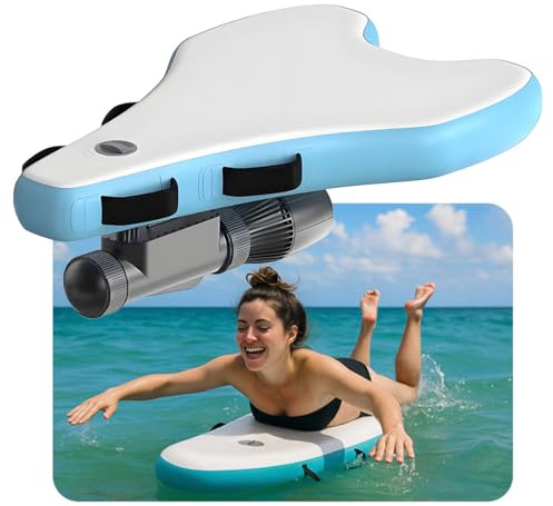 Elektrisches Surfbrett mit 500W Unterwasser-Booster, aufblasbares Bodyboard, 40-130 Minuten Akkulaufzeit, 3-7 km/h, verdicktes Material, inklusive Thruster-Aufbewahrungstasche für Pool-Party