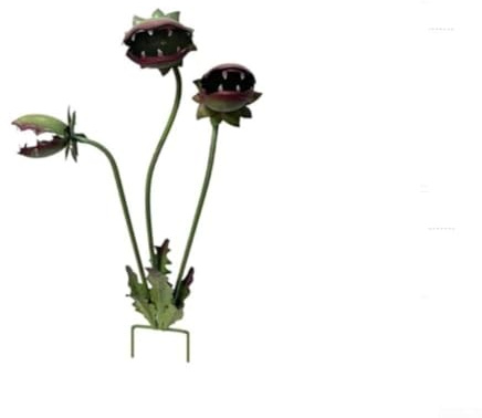 Venusfliegenfalle aus rostbeständigem Metall für Skulpturen für ganzjährige Verwendung im Freien und skurrile Gartenlandschafts-Verbesserung (17 cm)