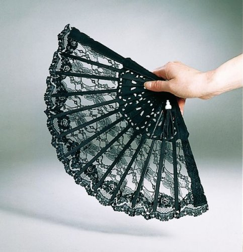 Festartikel Müller Spitzenfächer Polypropylen/Polyester Schwarz, Maße ca. (inkl. Verp.) 25cm x 4cm x 2,5cm, 100.178.01