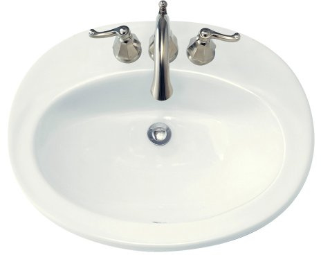American Standard 0478.403.020 Piazza Self Rimming Front Overflow Countertop Sink with 4-Inch Centers, White