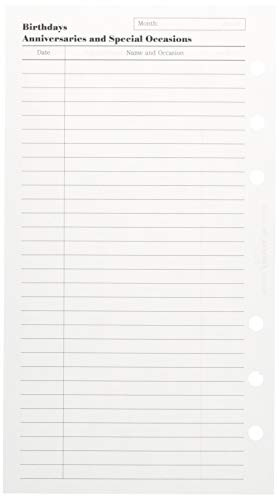 Filofax Personal Einlage, Geburtstage/Jahrestage/besondere Anlässe
