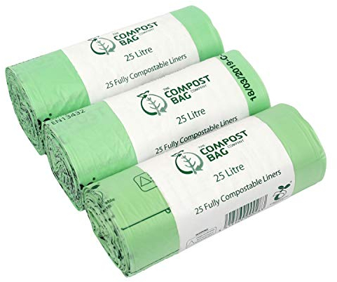 Kompostierbare Müllbeutel, EN 13432, Kompostbeutel fürKerbside Treteimer, mit Kompostieranleitung, 25 l, 75 Stück