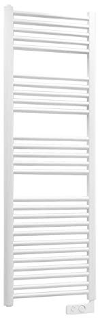 Cortina Scaldasalviette Elettrico, Termoarredo Bagno a 27 Barre con Termostato Analogico, Kit Fissaggio e Liquido Termoconvettore Precaricato, Bianco, 750W, 137,5 x 48 Cm