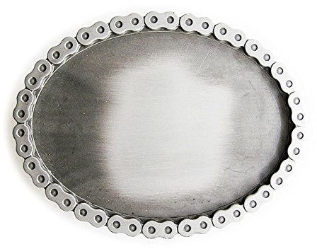eeddoo® Gürtelschnalle Classic - silber mit Kettenrand (Buckle für Wechselgürtel für Damen und Herren | Belt Frauen Männer Oldschool Rockabilly Metall Gothic Rock Biker Western Trucker Casino Skull)
