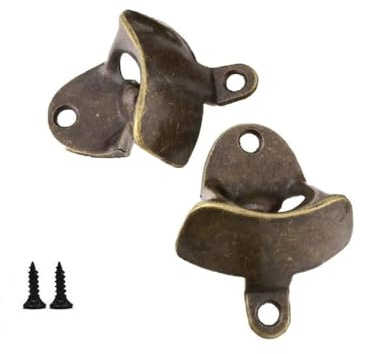 Mugetech - Abrebotellas para cerveza, 2 unidades, estilo vintage en color bronce, para montar en la pared (incluye tornillos de montaje a juego)