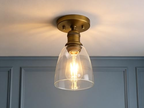 Yosoan Lighting Loft Bar Ceiling Pendant Light Fitting for Kitchen Island Living Room Bedroom Dining Room Bathroom, Clear Glass Shade (Antique)