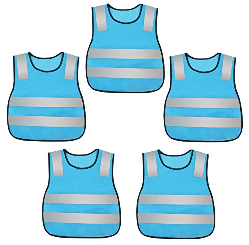 AIEOE Kinder Reflektierende Weste 5 Stück Atmungsaktive Sicherheitsweste Schutz Weste - Blau
