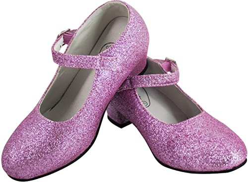 Gojoy shop- Zapato con Tacón de Danza Baile Flamenco o Sevillanas para Niña y Mujer,Contiene : Zapato con Tacón y Mochila de Cuerdas. 13 Colores Disponibles (P- Rosa Clara, 24)