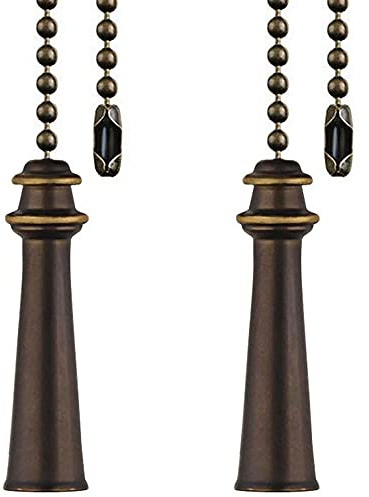 Akahttbn Ceiling Fan Pull Chain Decorative Extension 12 Inches Bronze Beach Tower Fan Pulls Set Ornaments Nautical Tower Pull Chain Copper For Ceiling Light Lamp Fan Chain 2 Pcs