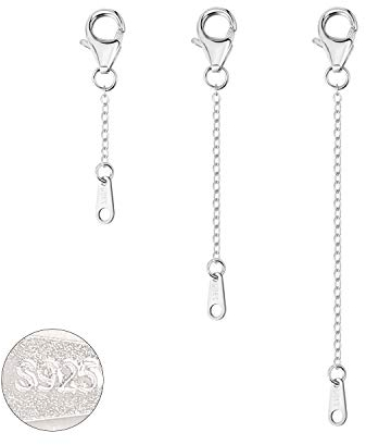 925 Sterling Silber Kettenverlängerung ALEXCRAFT Verlängerung Kette Halskette Fußkette Armband Verlängerungskette für Schmuckherstellung, 3 Stück Kettenverlängerung 1 2 3 inch