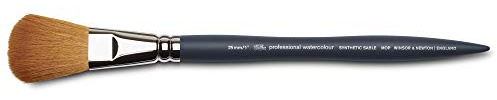Winsor & Newton 5011425 professionell akvarellborste, målarpensel för akvarellfärger med syntetiska fibrer, ergonomiskt handtag, hållbart och formstabilt, kort handtag – mopp 1 tum